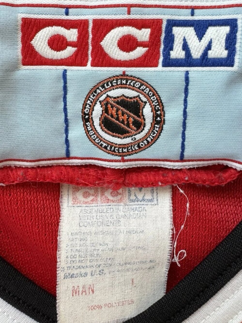 CCM Chicago Blackhawks Red Hockey Jersey L Made in Canada - Picture 8 of 10